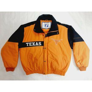 RARE Vintage 1990's Logo 7 Texas Longhorns Orange & Black Puffer Jacket Men's XL